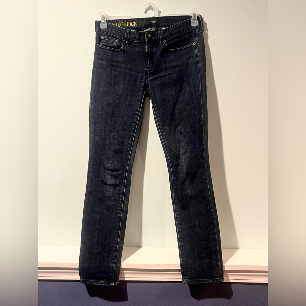 J. Crew Women's Toothpick Dark Blue Straight Leg Jeans, Size 28
